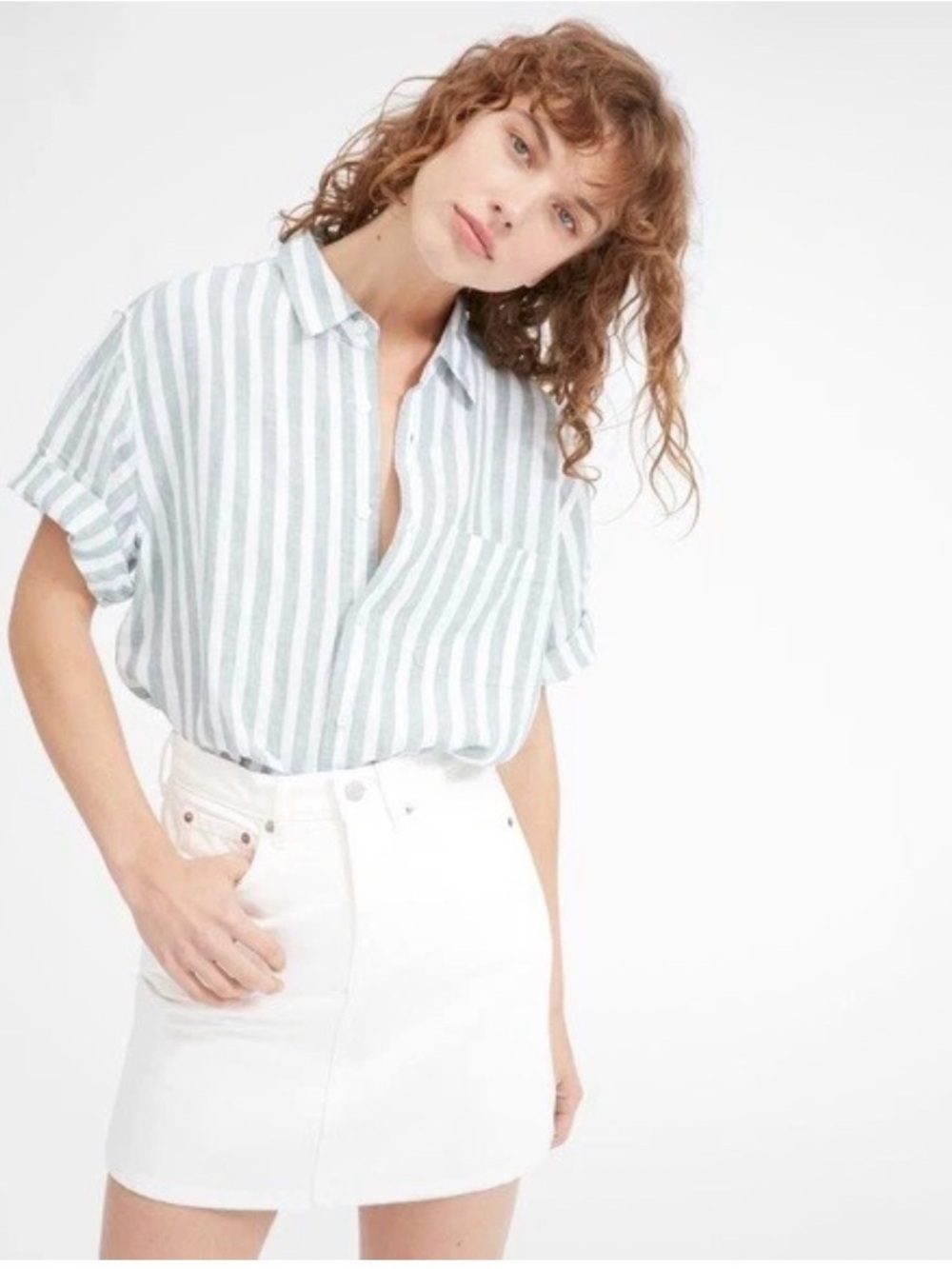 Everlane The Denim Skirt - Bone